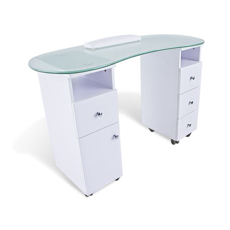 Mesa de manicura doble cajón cristal - MESA-MANI-CRISTAL