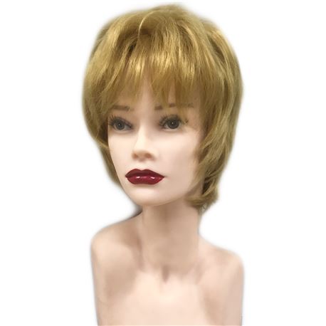 Peluca corta fibra 2 - color rubio dorado - PELUCA-PELOCORTO