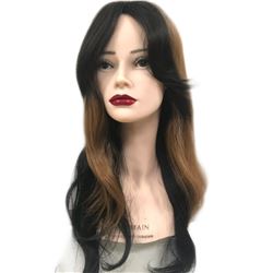 Peluca ondulada larga con fleco maleable - PELUCA-ONDULADA-LARGA