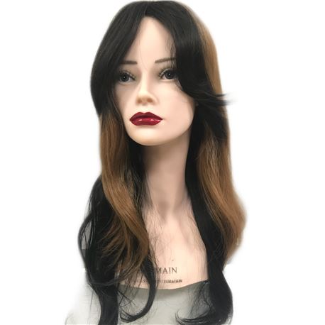 Peluca ondulada larga con fleco maleable - PELUCA-ONDULADA-LARGA